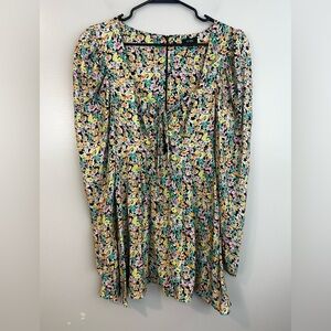 AFRM Pastel Colorful London Ditsy Floral Long Sleeve Mini Dress HEMMED Medium